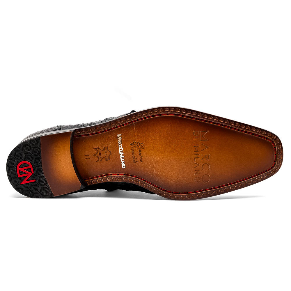 Lacio Genuine Caiman Crocodile Dress Derby's Shoes Black
