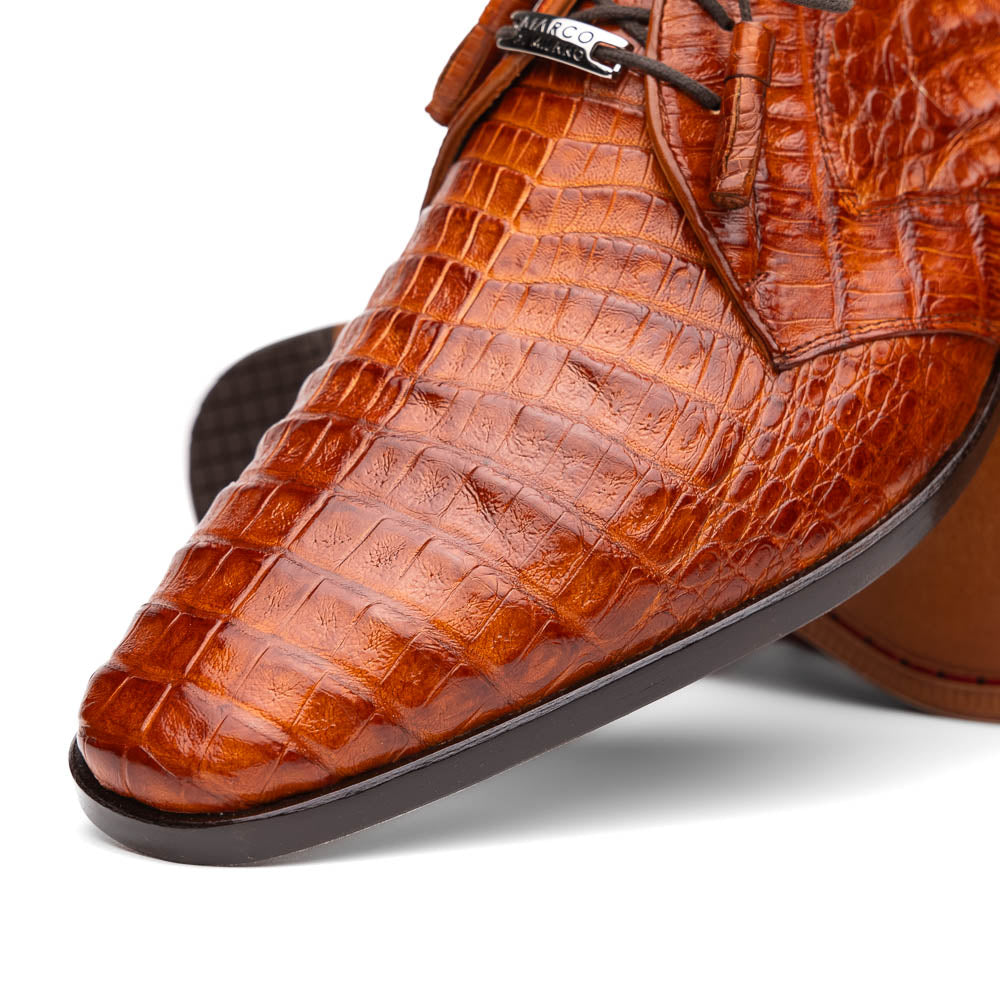 Lacio Genuine Caiman Crocodile Dress Derby's Laces Shoes Brandy