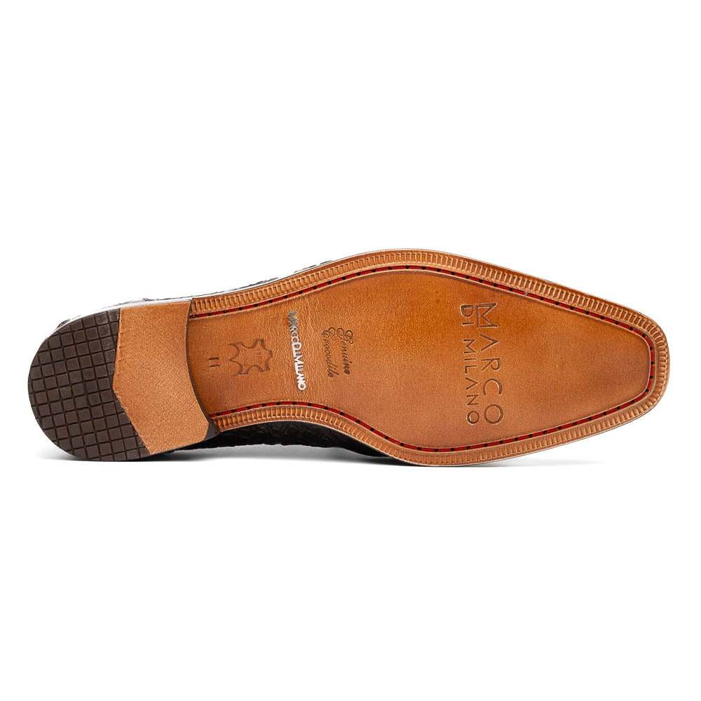 Lacio Genuine Caiman Crocodile Dress Derby's Laces Shoes Brandy