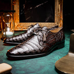 Lacio Genuine Caiman Crocodile Shoes Brown