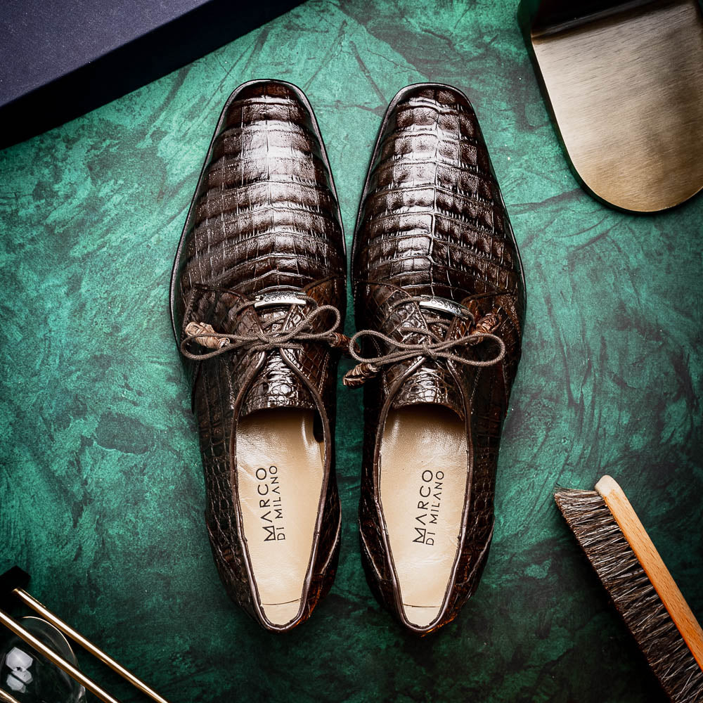 Lacio Genuine Caiman Crocodile Shoes Brown