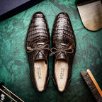 Lacio Genuine Caiman Crocodile Shoes Brown