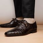 Lacio Genuine Caiman Crocodile Shoes Brown