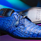 Men's Shoes genuine caiman crocodile dress derby Lacio Electric Blue