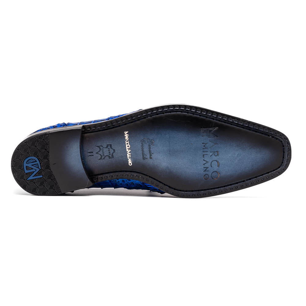 Men's Shoes genuine caiman crocodile dress derby Lacio Electric Blue