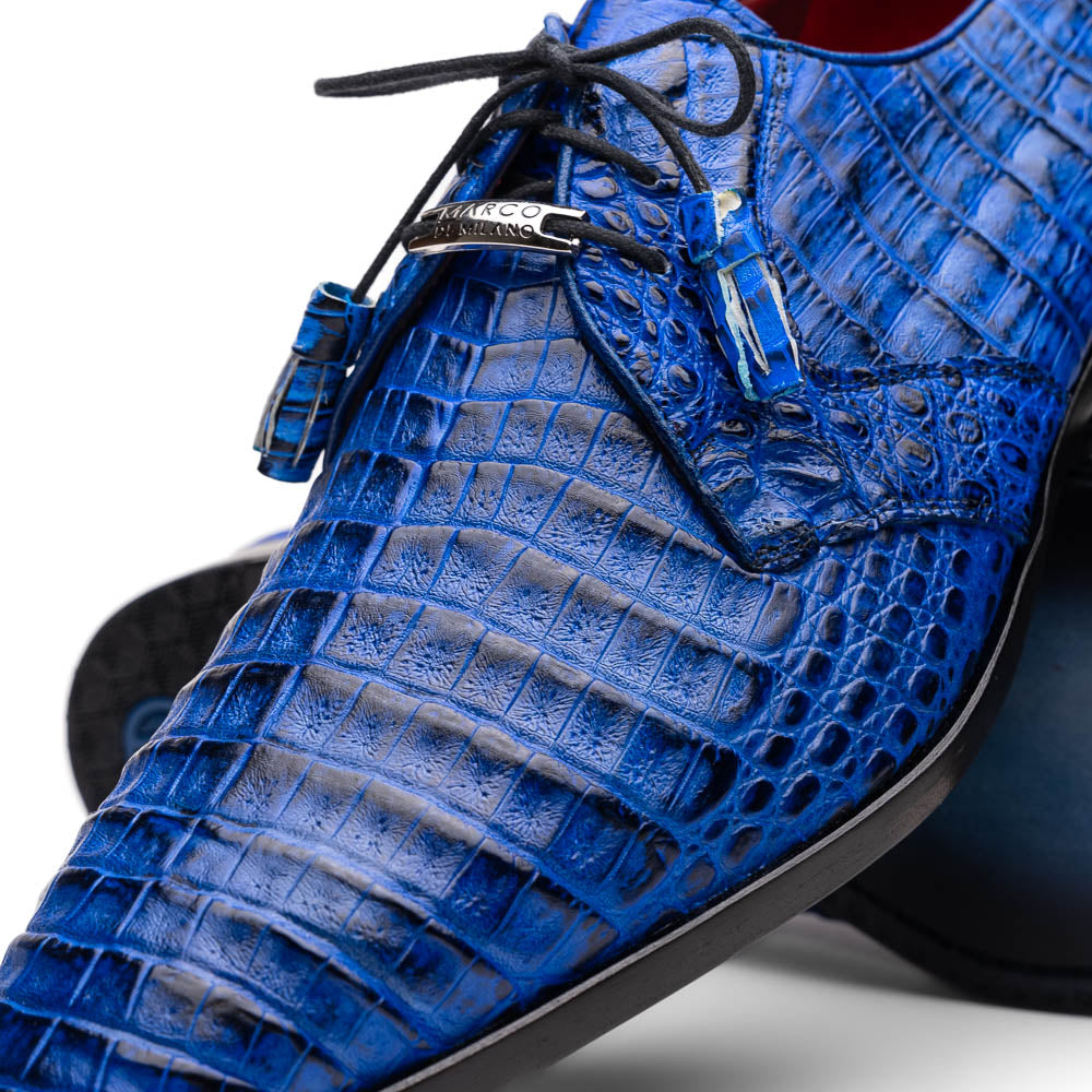 Men's Shoes genuine caiman crocodile dress derby Lacio Electric Blue