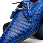 Men's Shoes genuine caiman crocodile dress derby Lacio Electric Blue