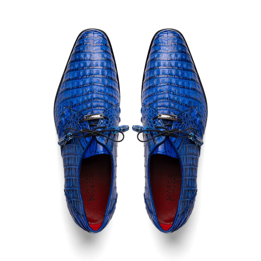 Men's Shoes genuine caiman crocodile dress derby Lacio Electric Blue