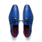 Men's Shoes genuine caiman crocodile dress derby Lacio Electric Blue