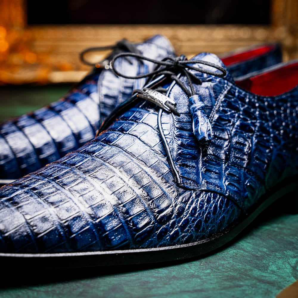 Lacio Genuine Caiman Crocodile Lace up Navy