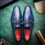 Lacio Genuine Caiman Crocodile Lace up Navy