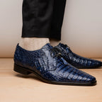 Lacio Genuine Caiman Crocodile Lace up Navy