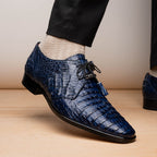 Lacio Genuine Caiman Crocodile Lace up Navy
