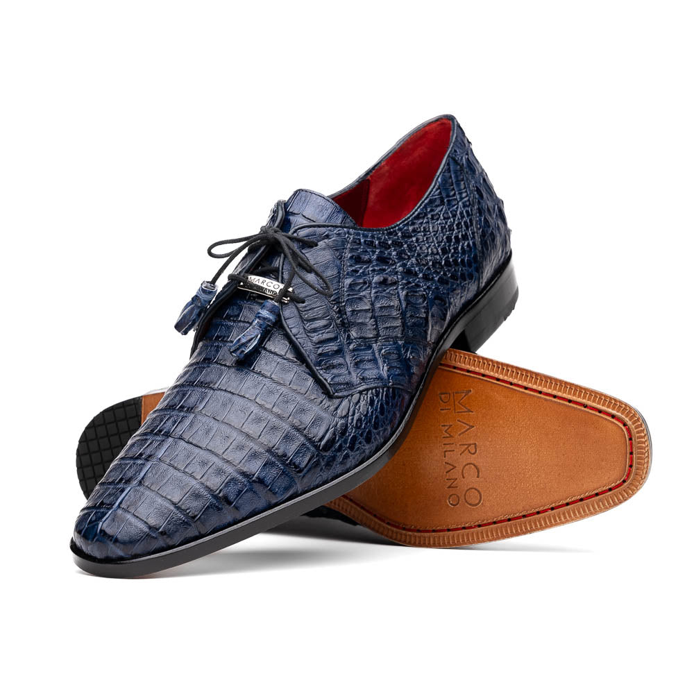 Lacio Genuine Caiman Crocodile Lace up Navy