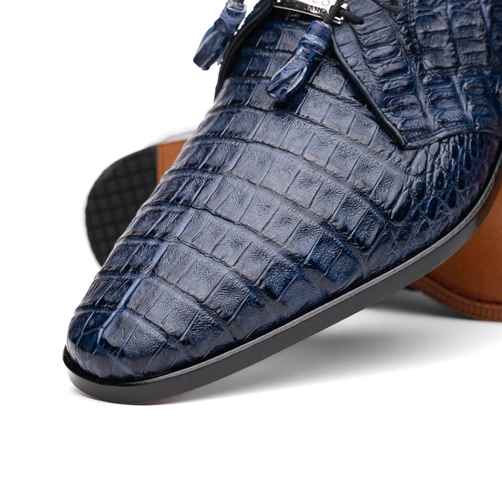 Lacio Genuine Caiman Crocodile Lace up Navy