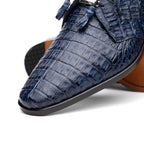 Lacio Genuine Caiman Crocodile Lace up Navy