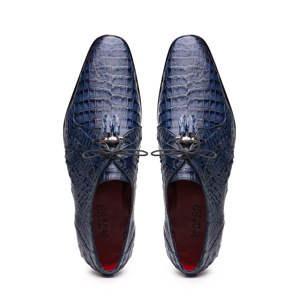 Lacio Genuine Caiman Crocodile Lace up Navy