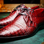 Lacio Genuine Caiman Crocodile Dress Derby's Shoes Wine