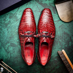 Lacio Genuine Caiman Crocodile Dress Derby's Shoes Wine