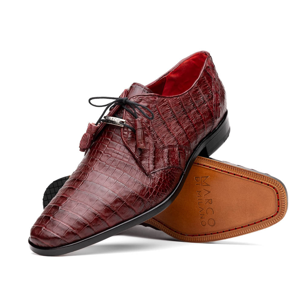 Lacio Genuine Caiman Crocodile Dress Derby's Shoes Wine