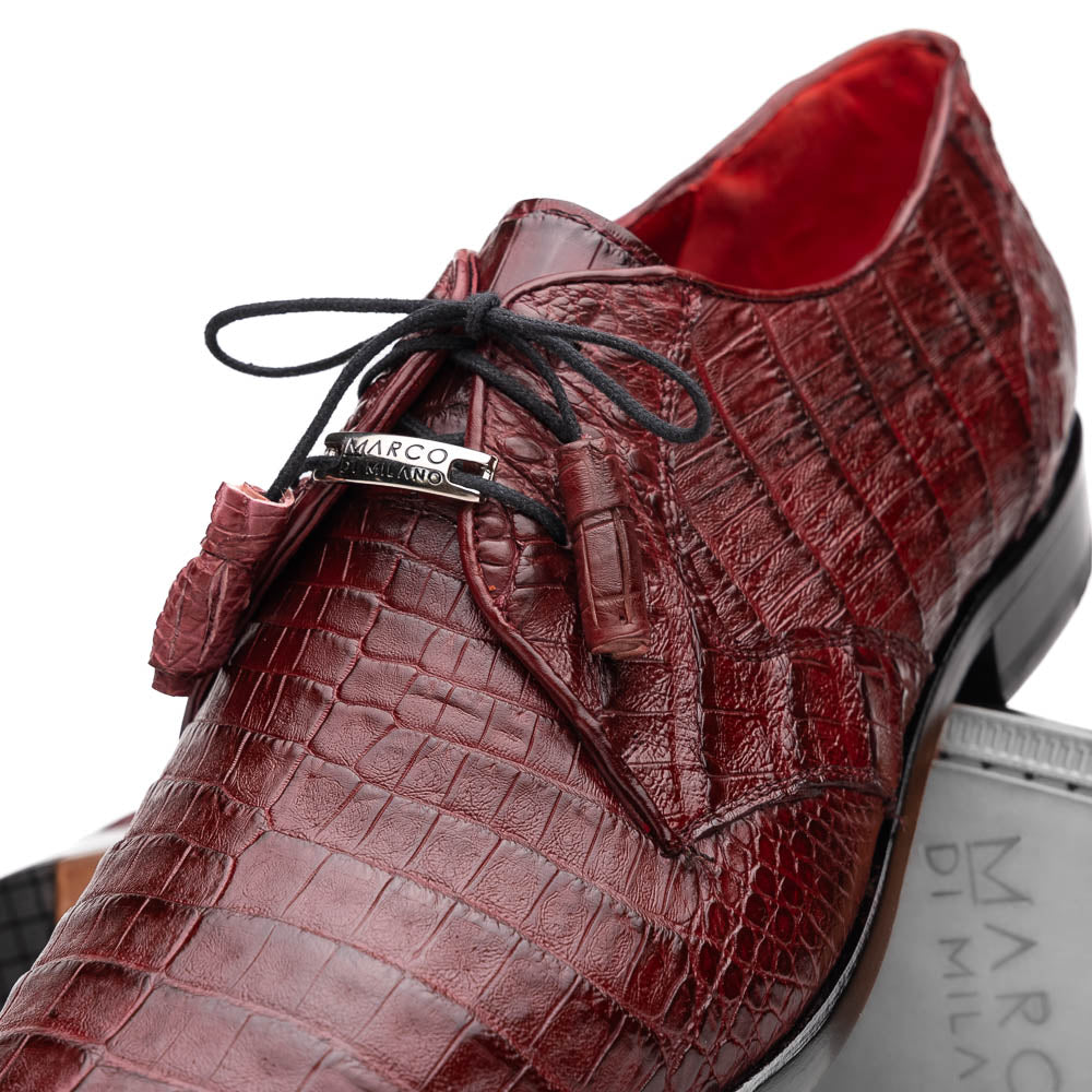 Lacio Genuine Caiman Crocodile Dress Derby's Shoes Wine