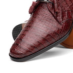 Lacio Genuine Caiman Crocodile Dress Derby's Shoes Wine