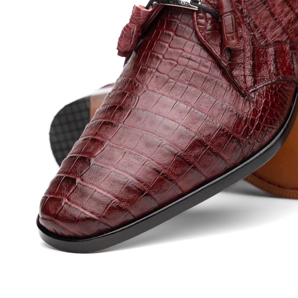 Lacio Genuine Caiman Crocodile Dress Derby's Shoes Wine