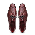 Lacio Genuine Caiman Crocodile Dress Derby's Shoes Wine