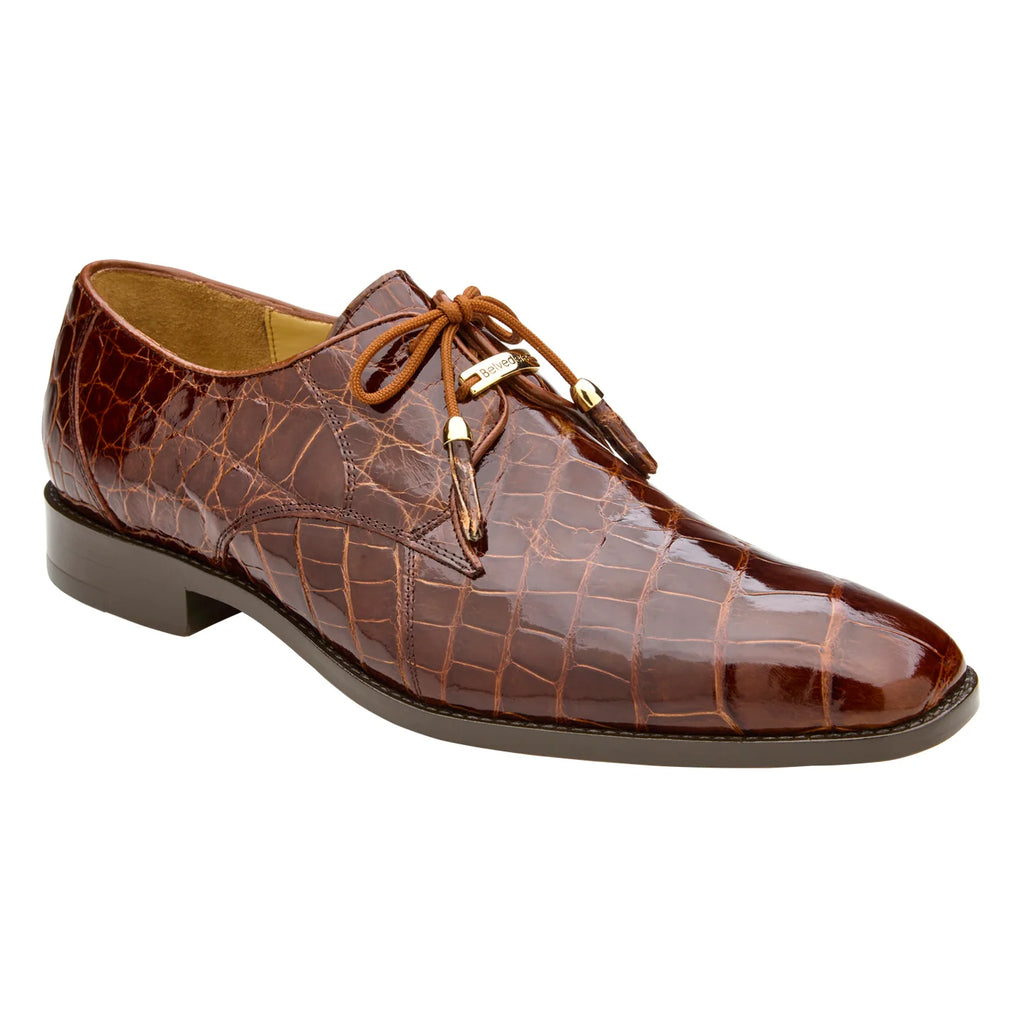 Belvedere Men's Shoes Lago Genuine Alligator Plain Toe Tassel Peanut 14010