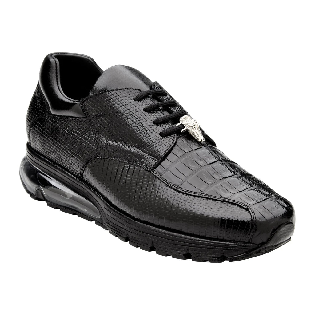 Belvedere Lazaro Genuine Caiman & Lizard Bicycle Toe Sneakers Black Y40B