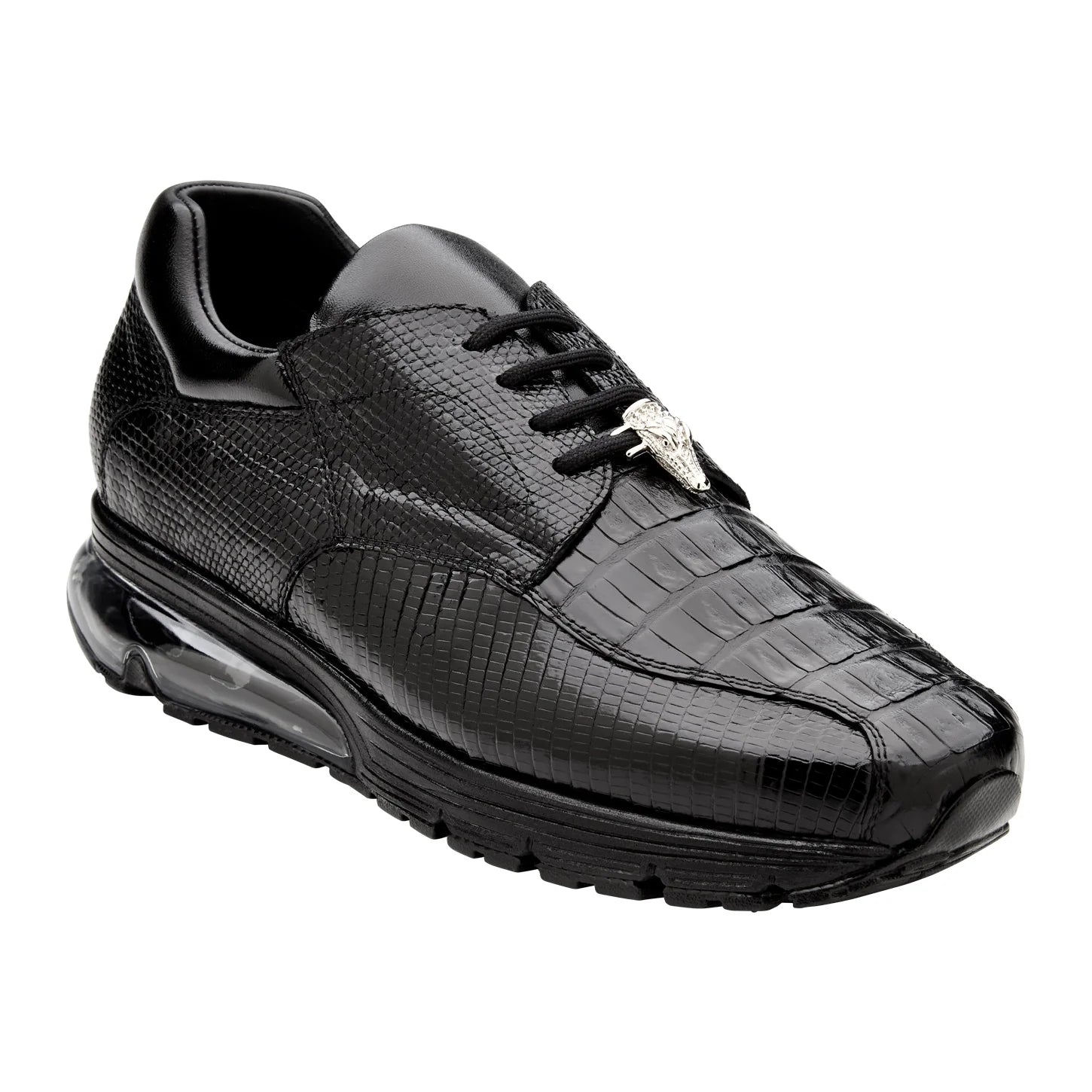 Belvedere Lazaro Genuine Caiman & Lizard Bicycle Toe Sneakers Black Y40B