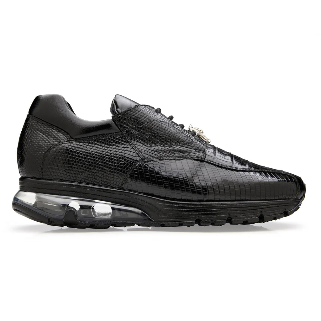 Belvedere Lazaro Genuine Caiman & Lizard Bicycle Toe Sneakers Black Y40B