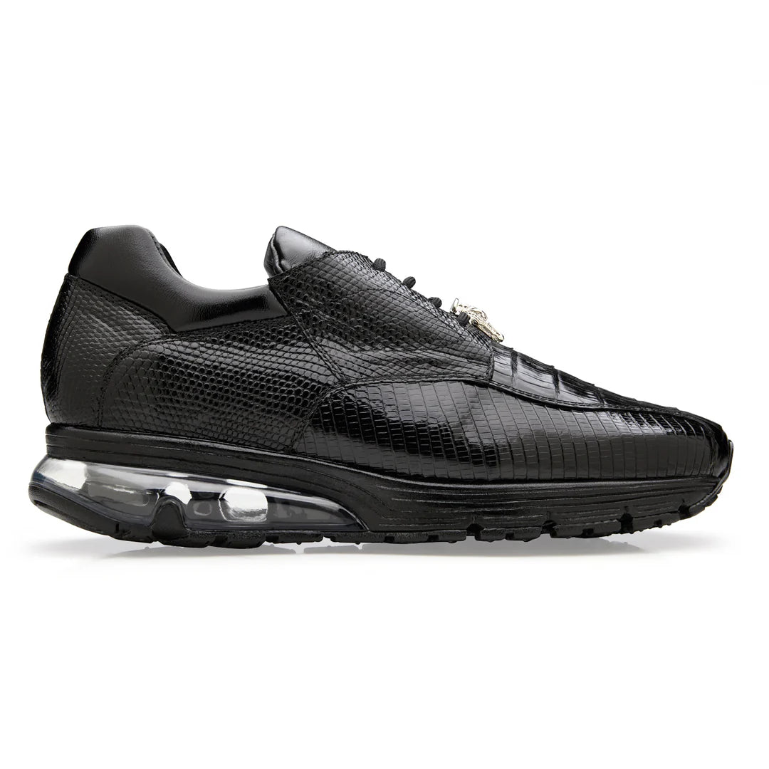Belvedere Lazaro Genuine Caiman & Lizard Bicycle Toe Sneakers Black Y40B