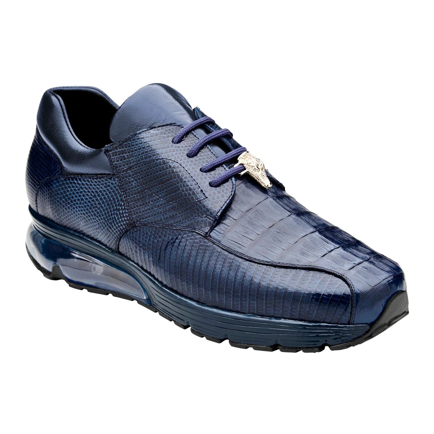 Belvedere Lazaro Genuine Caiman & Lizard Bicycle Toe Sneakers Navy Y40B
