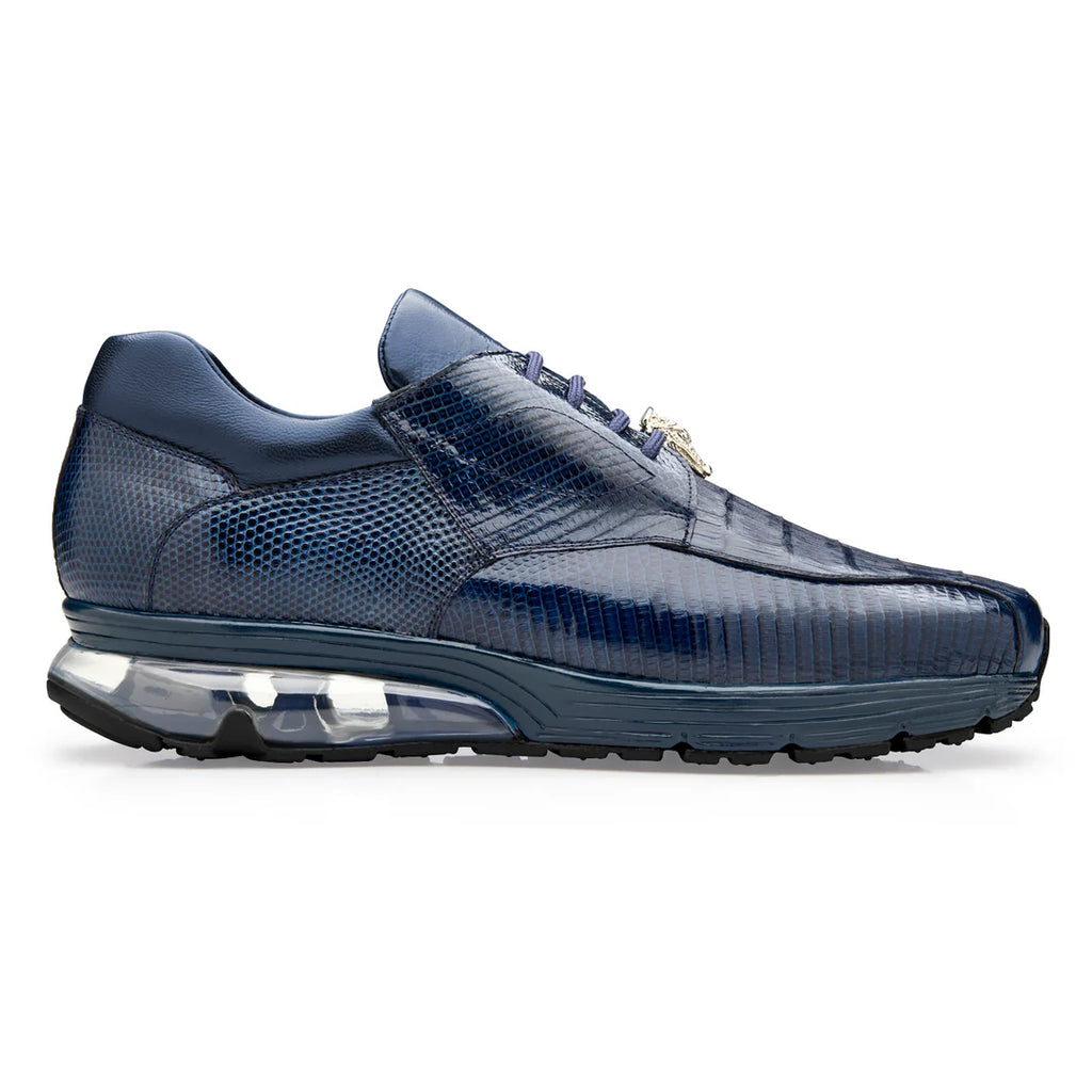 Belvedere Lazaro Genuine Caiman & Lizard Bicycle Toe Sneakers Navy Y40B