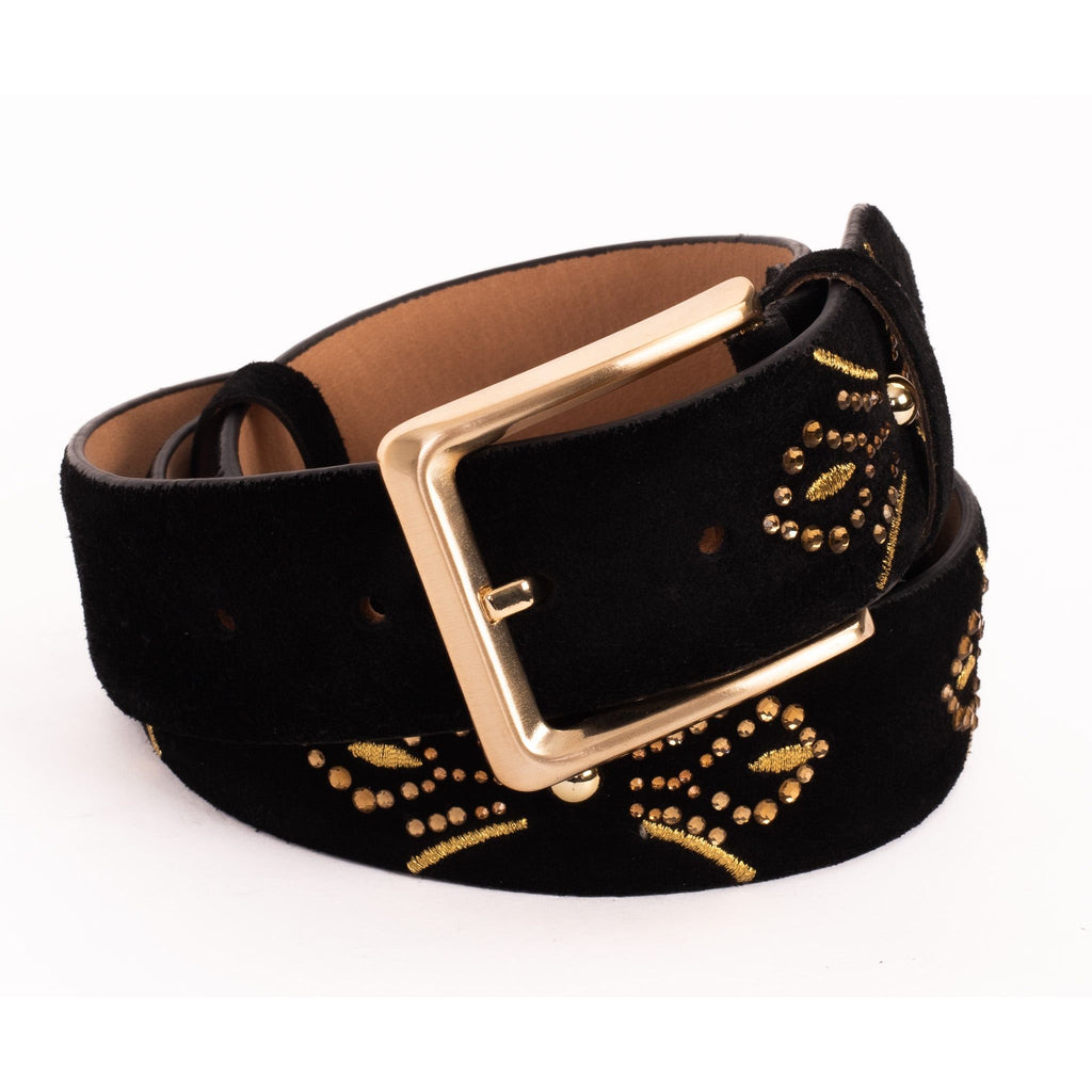 The Lazio Black Suede Leather Belt
