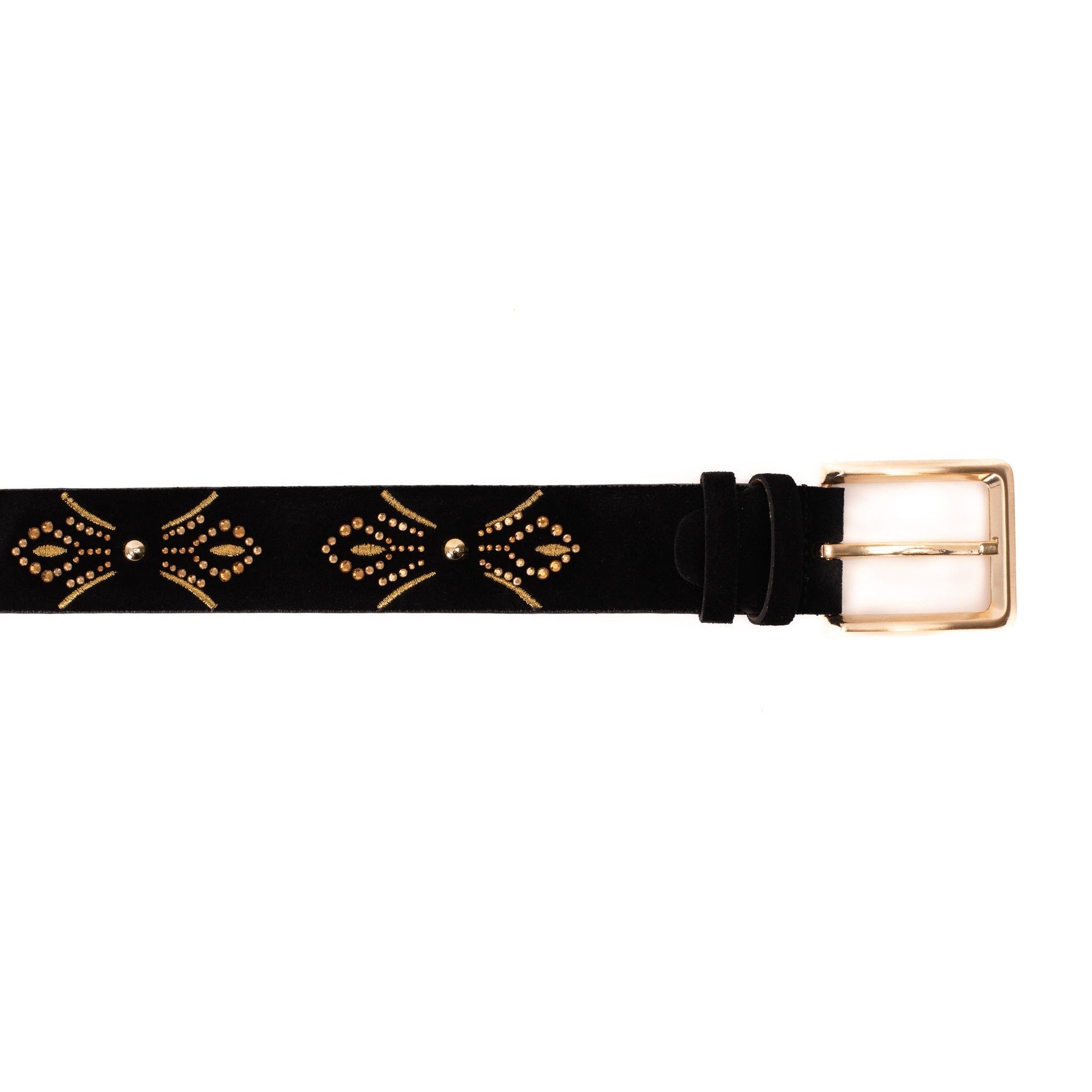 The Lazio Black Suede Leather Belt