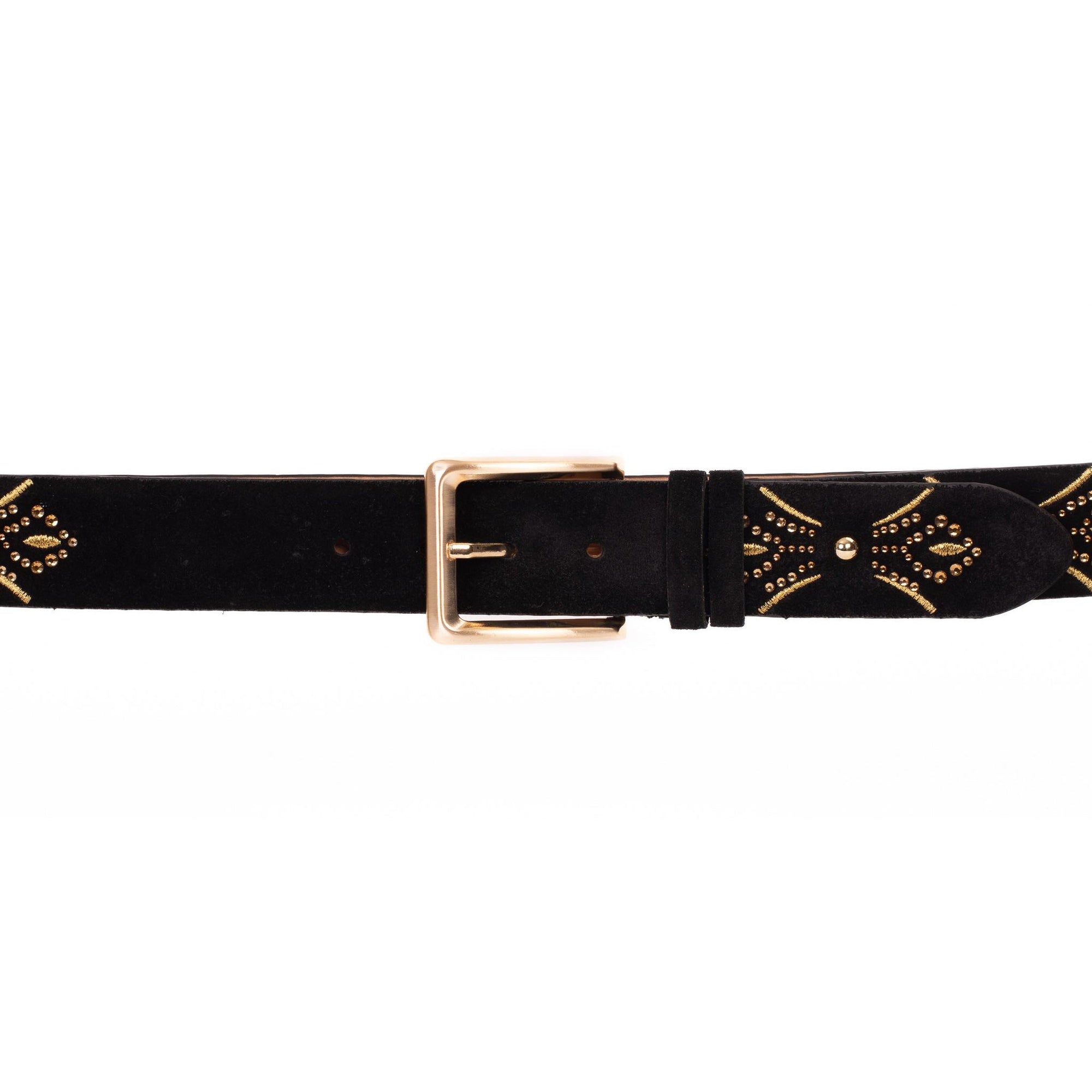 The Lazio Black Suede Leather Belt