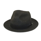 Men's Bently Semi Crushable Fedora Pinch Front Briad Hat Leonardo LE231 Black