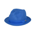 Men's Bently Semi Crushable Fedora Briad Straw Hat Leonardo LE237 Royal Blue