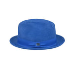 Men's Bently Semi Crushable Fedora Briad Straw Hat Leonardo LE237 Royal Blue