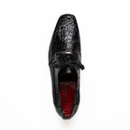 Leonardo Genuine Caiman Crocodile Dressy Derby's Shoes Lace up  Black