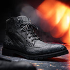 LEONI Genuine Caiman Belly Boot Oil Black