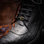 LEONI Genuine Caiman Belly Boot Oil Black