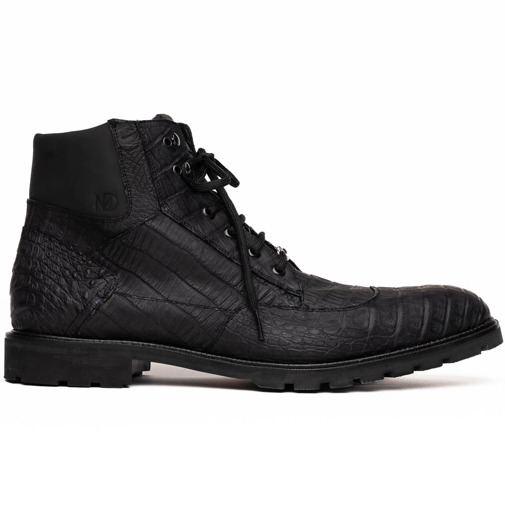 LEONI Genuine Caiman Belly Boot Oil Black