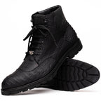 LEONI Genuine Caiman Belly Boot Oil Black