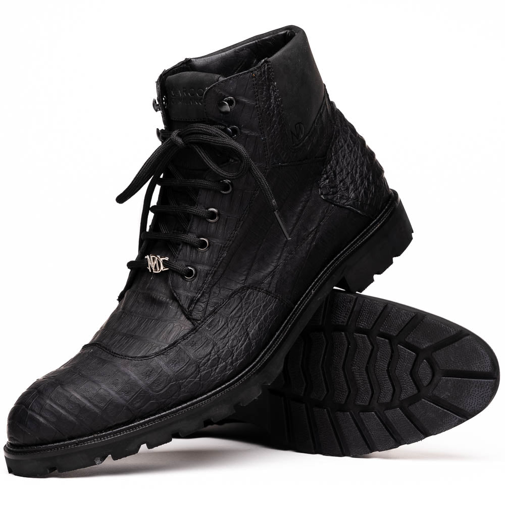 LEONI Genuine Caiman Belly Boot Oil Black