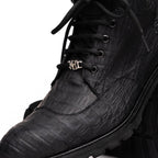 LEONI Genuine Caiman Belly Boot Oil Black