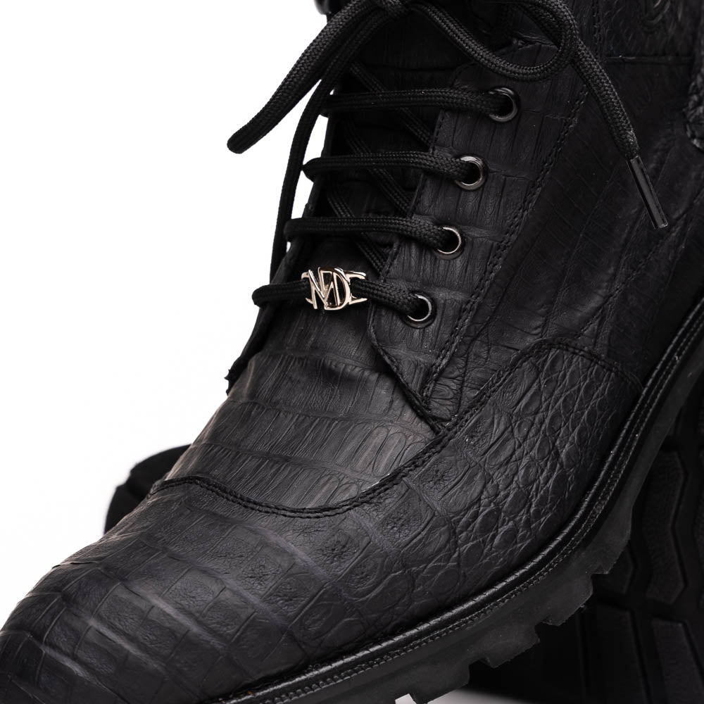 LEONI Genuine Caiman Belly Boot Oil Black