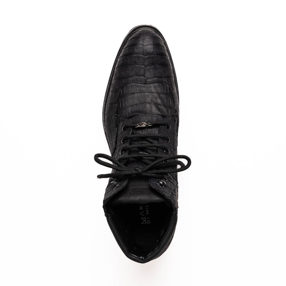 LEONI Genuine Caiman Belly Boot Oil Black